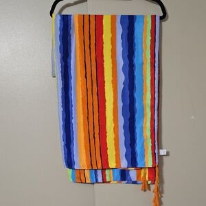 Colorful Striped Scarf With Tassels 68 x 34 Inches